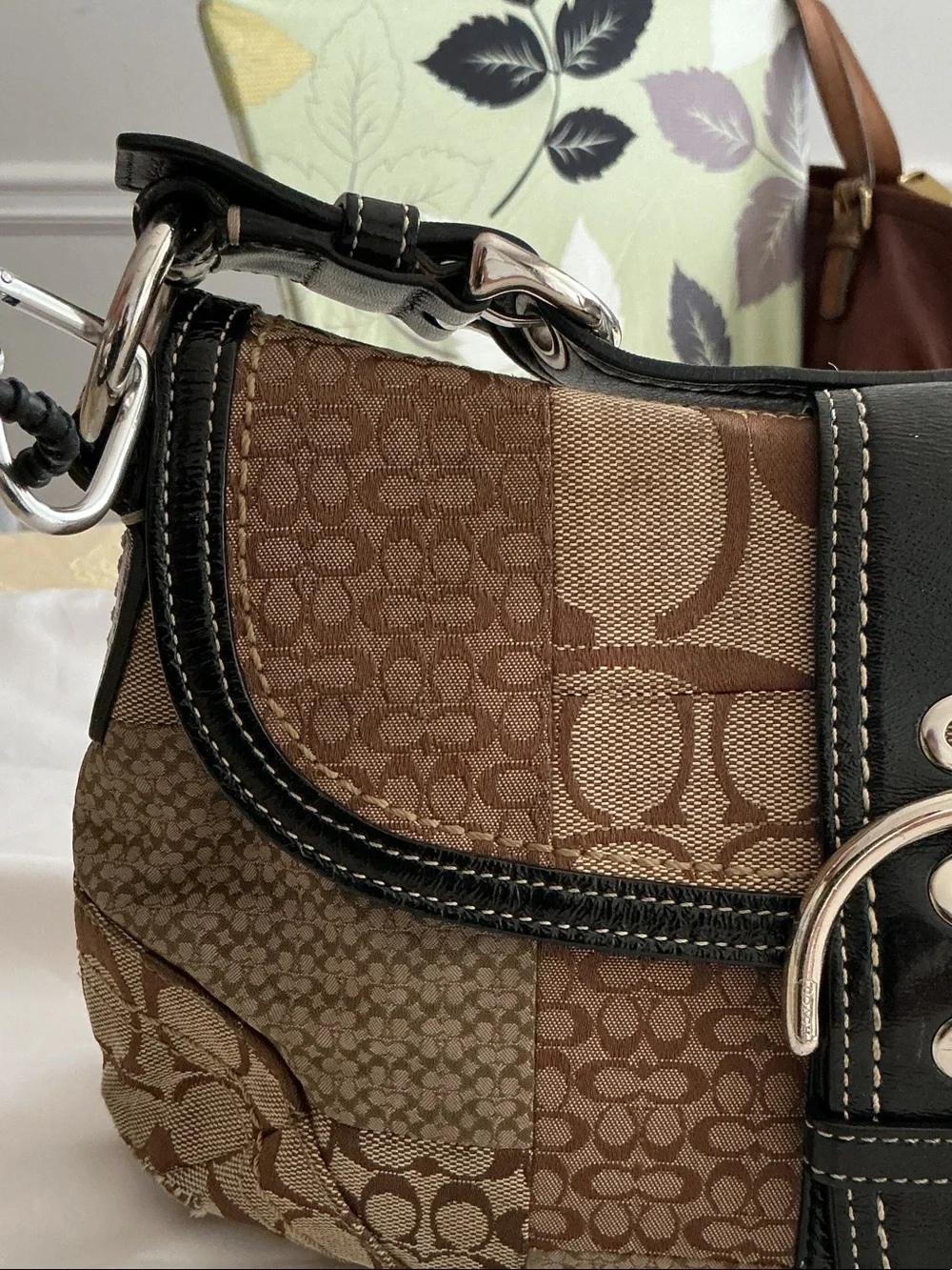 Coach Brown PATCHWORK Soho Signature Patchwork Hobo Bag